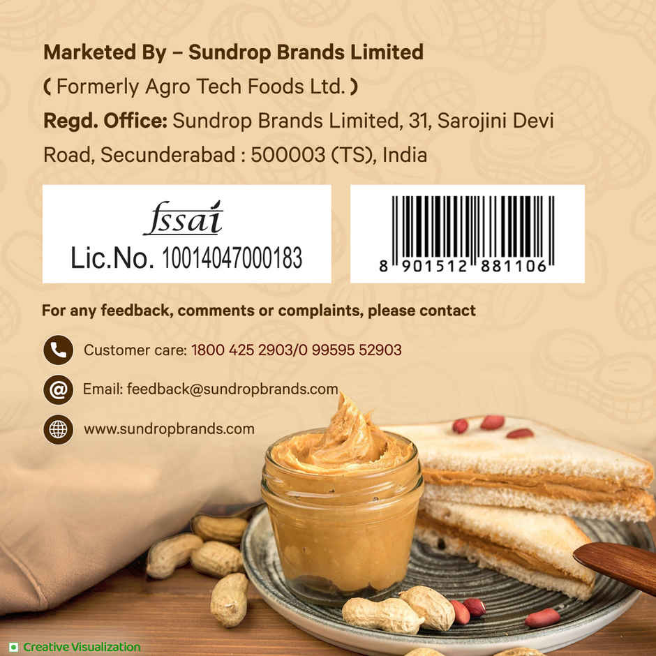 Sundrop Peanut Butter | Creamy | 25% Protein | Great Value Per Gram of Protein