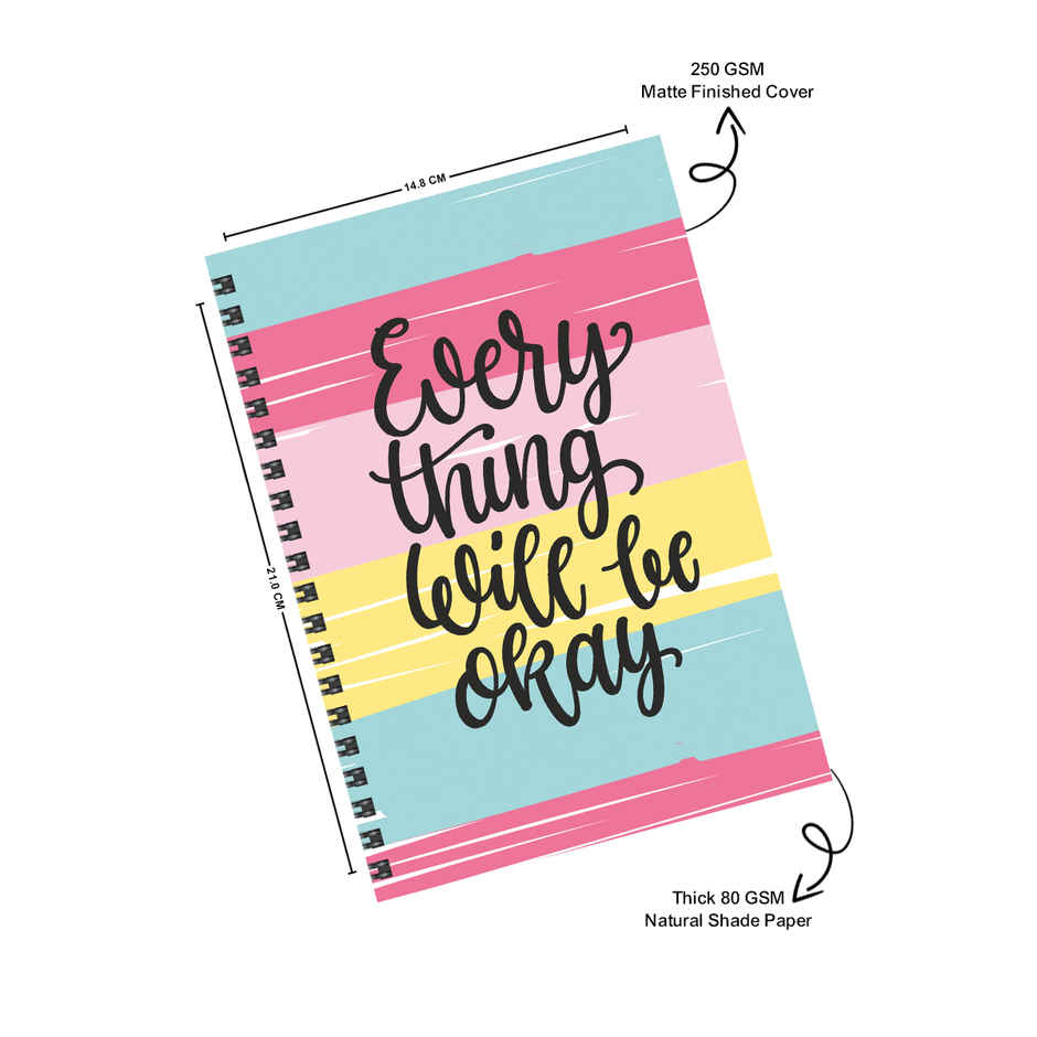 DRAWGUUD Single Line, Wiro Binding, Multicolour Thick Notebook - 200 Pages