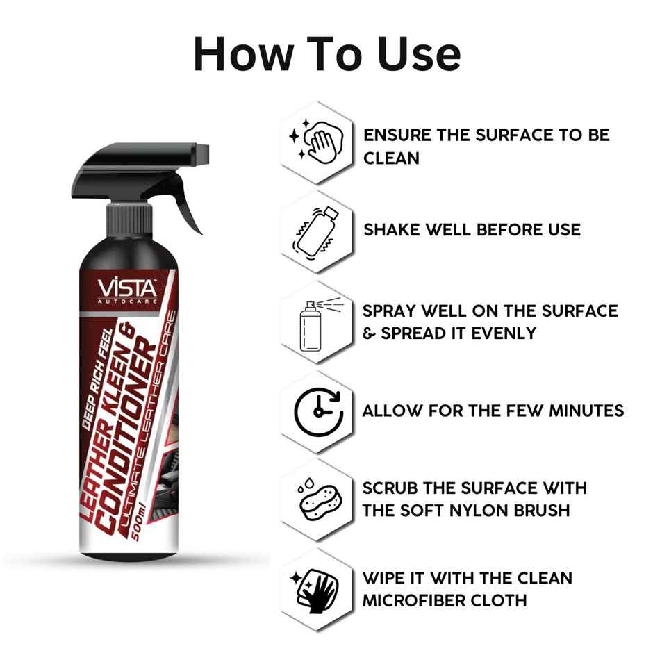 Vista Auto Care Leather Kleen & Conditioner | All Purpose Leather Cleaner & Conditioner