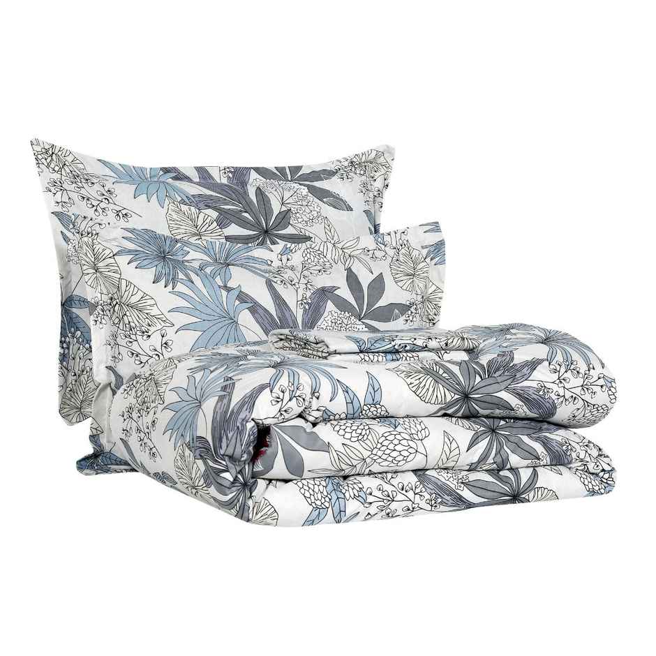 Dream Living California | 3 | 4 Pcs Comforter Set Printed Reversible Super Soft Satin Micropeach | Sky Blue