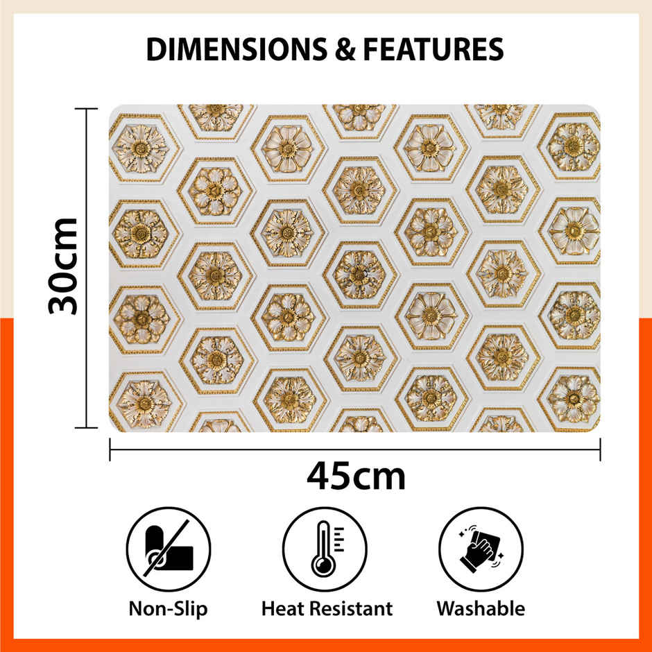 Bathla Table Placemats & Coasters - Set of 6 | Washable, Water-Proof, Heat Resistant | Imperial