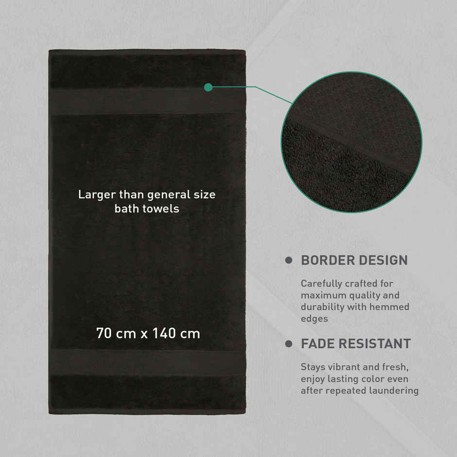 myTrident Urban Comfort Cotton Bath Towel | Black