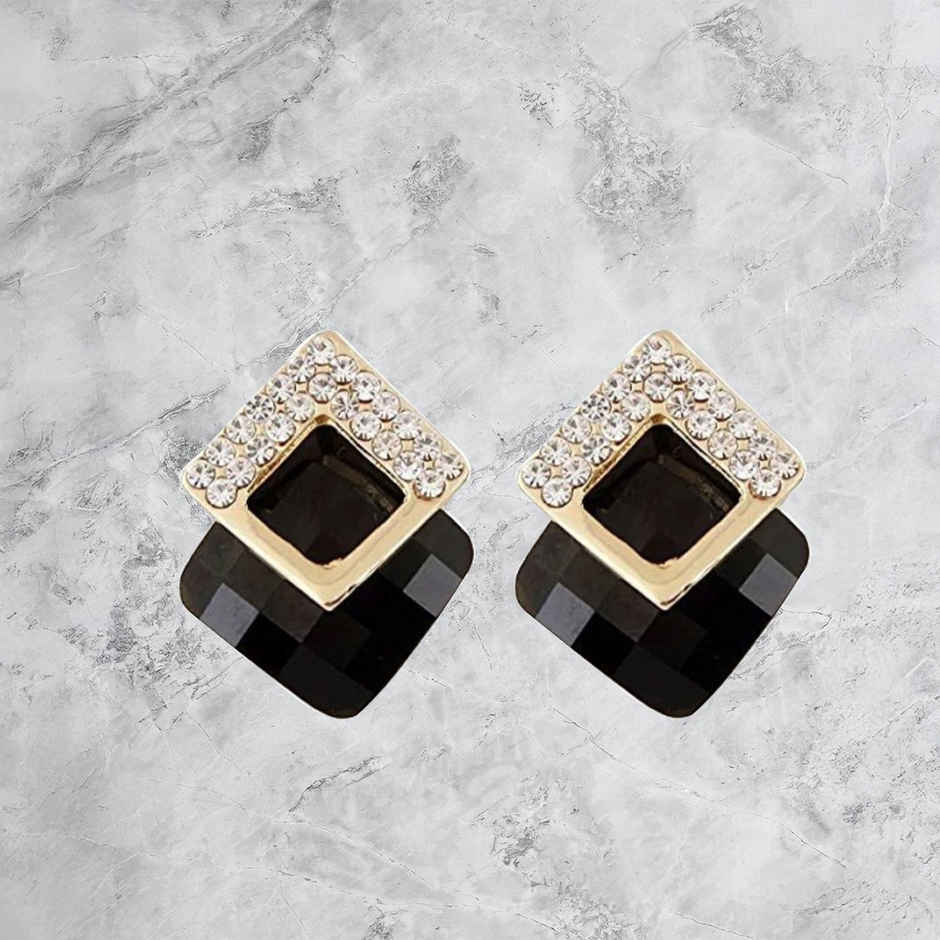Youbella Fashion Jewellery Crystal Stud Earrings For Girls And Women (Black)(Ybear - 32073)