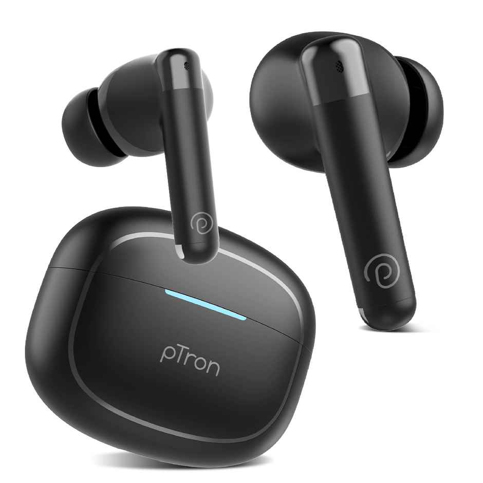 pTron Bassbuds Duo Pro TWS Earbuds | AI-ENC Calls | 38H Playtime | 50ms Low Latency | MovieMusic Mode - Black