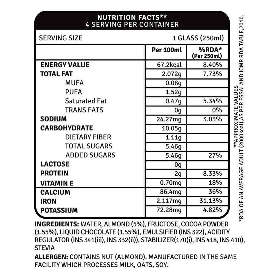 RAW Pressary Almond Bevarage Cacao  Chocolate Flavoured Almond Drink  Lactose Free  Vegan Drink