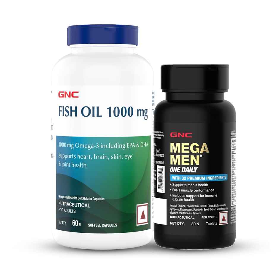 GNC Fish Oil for Men & Women (60 Softgels) + GNC Mega Men One Daily Multivitamin for Men 30 Tablets