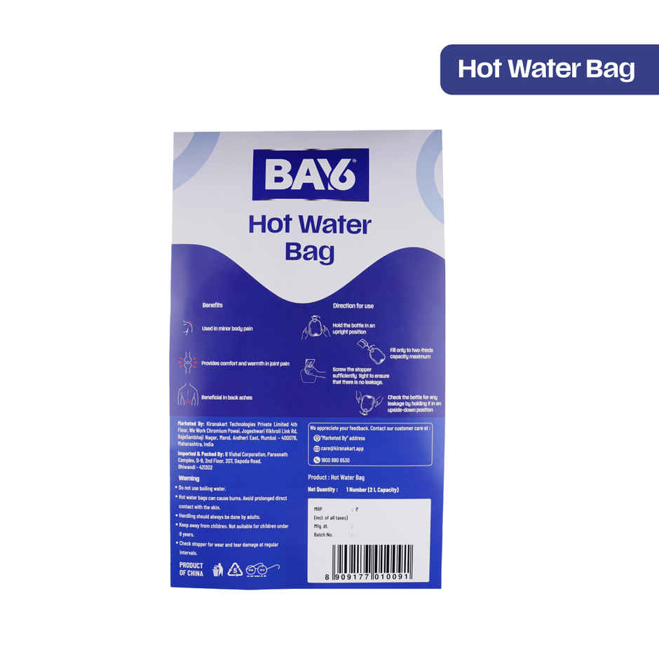 BAY6 Hot Water Bag For Pain Relief, 2L, Assorted Color