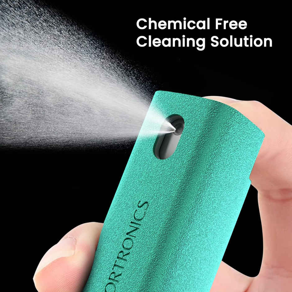 Portronics Swipe 2 Screen Cleaner & Duster with Refillable Spray Bottle, Chemical Free for Monitors & Laptop Screen, Smartphones & Tablets - Green