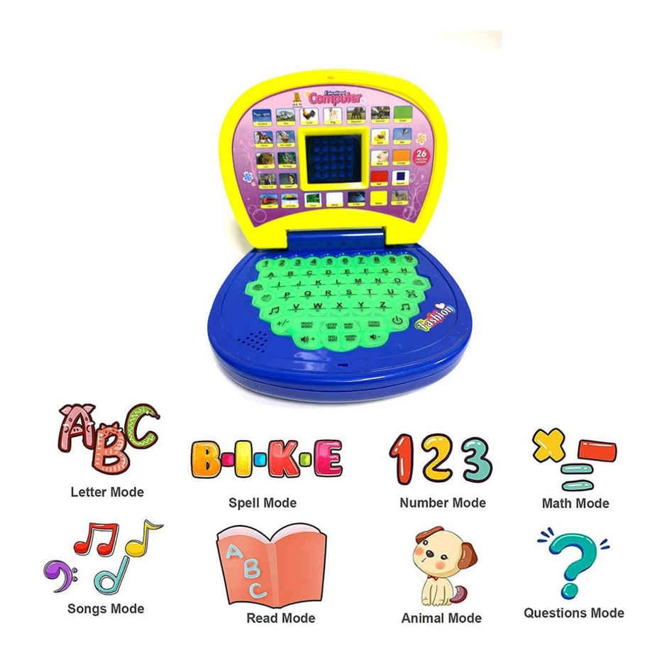 Wembley Computer Toy Baby Laptops For Kids 6 Yrs Educational Toy Sound And Music - Yellow & Blue