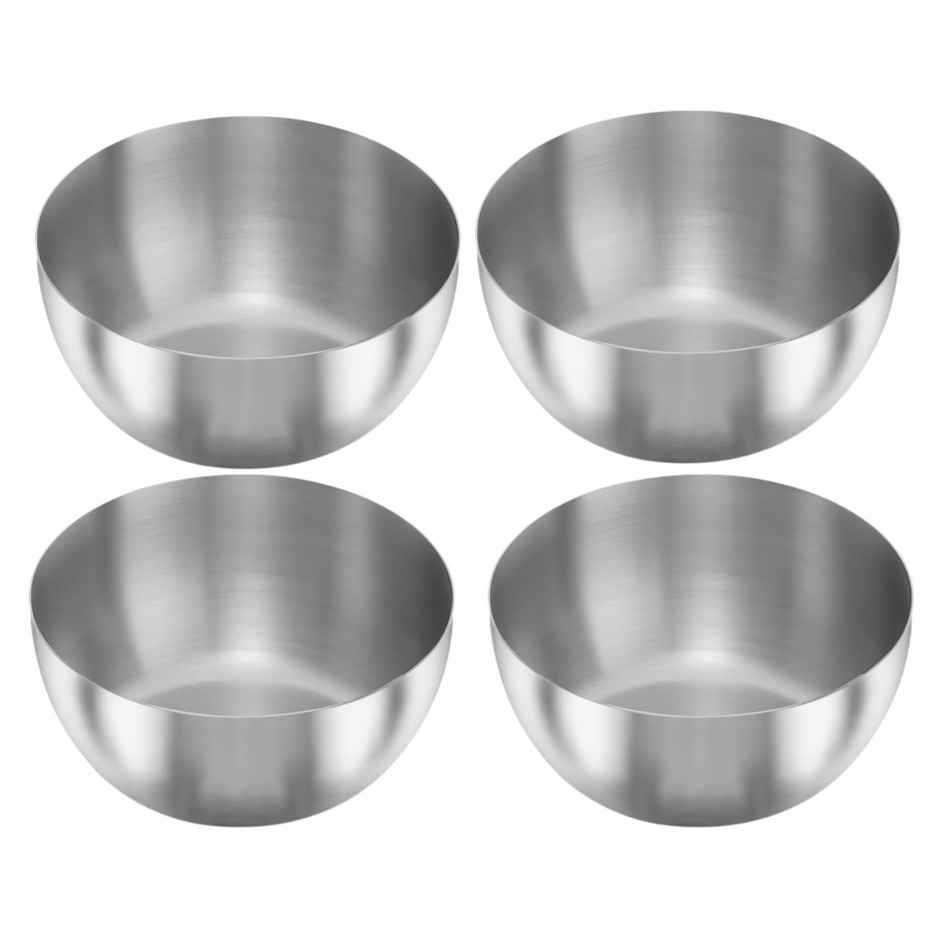 Limetro Steel 4 Pcs Steel Chikoo Bowls | Diameter - 10.5 cm | Capacity - 300 ml