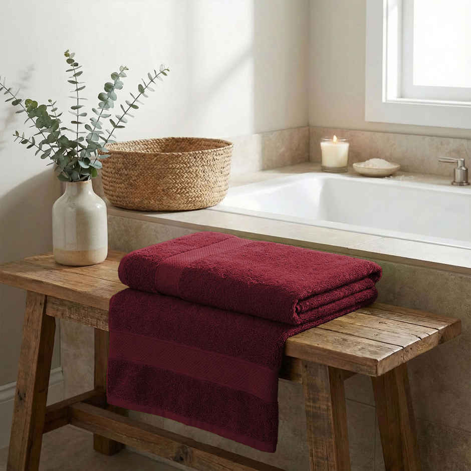 myTrident Urban Comfort Cotton Bath Towel | Wine Red