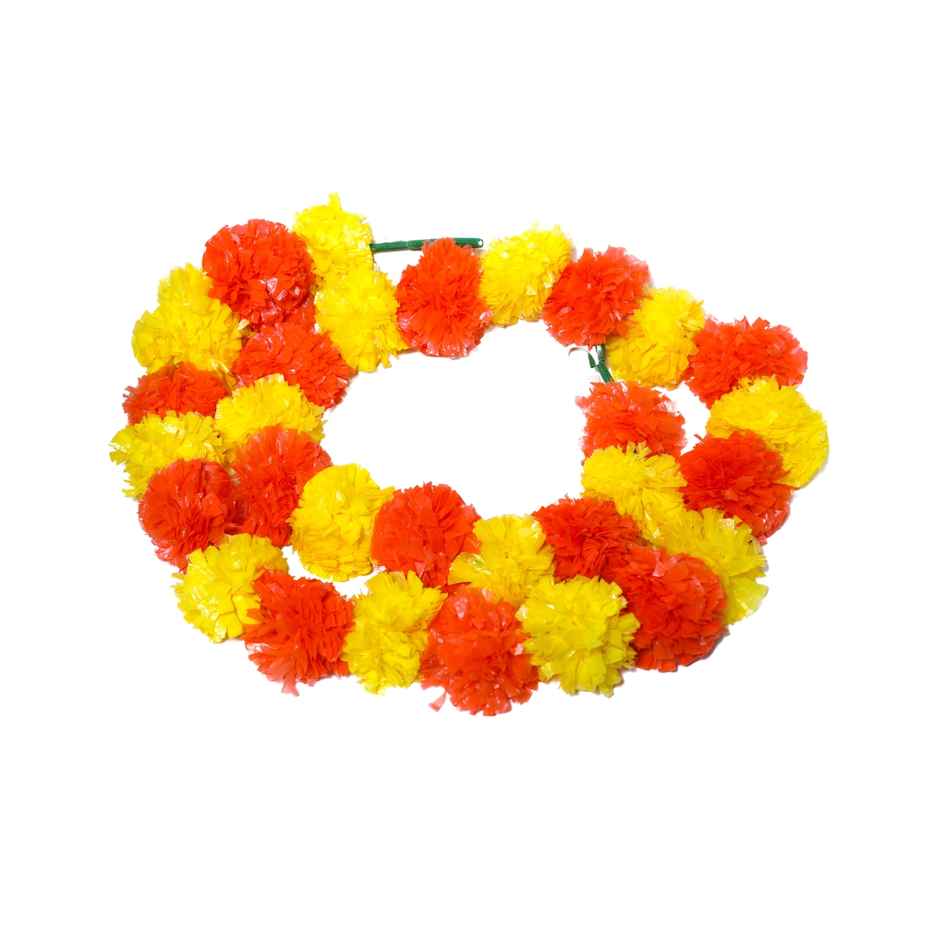 Artificial Ganda Phool Mala | Dual Orange & Yellow Color