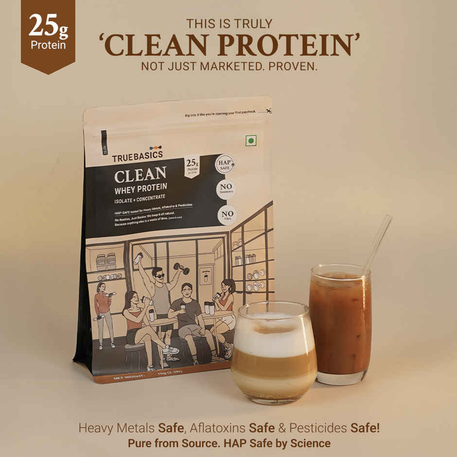TrueBasics Clean Whey Protein Powder Isolate Concentrate | Blend Coffee