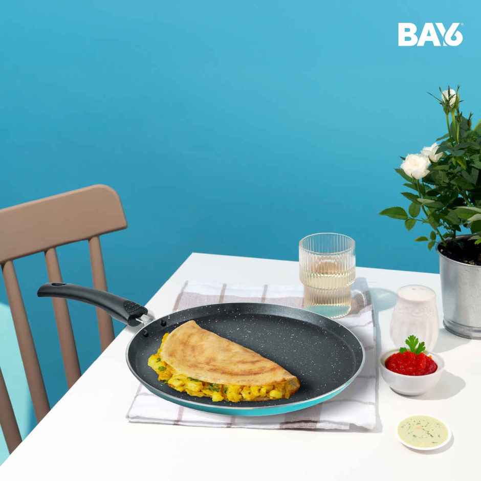 BAY6 Nonstick Dosa Tawa | 28 cm | Teal | Induction Compatible