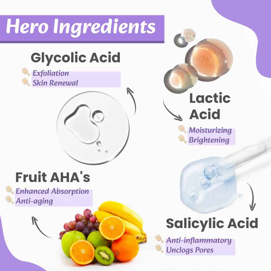 Wild Oak 7% AHA BHA Glycolic Acid Exfoliating Peeling Face Serum | Wrinkles, Pores and Acne Scars