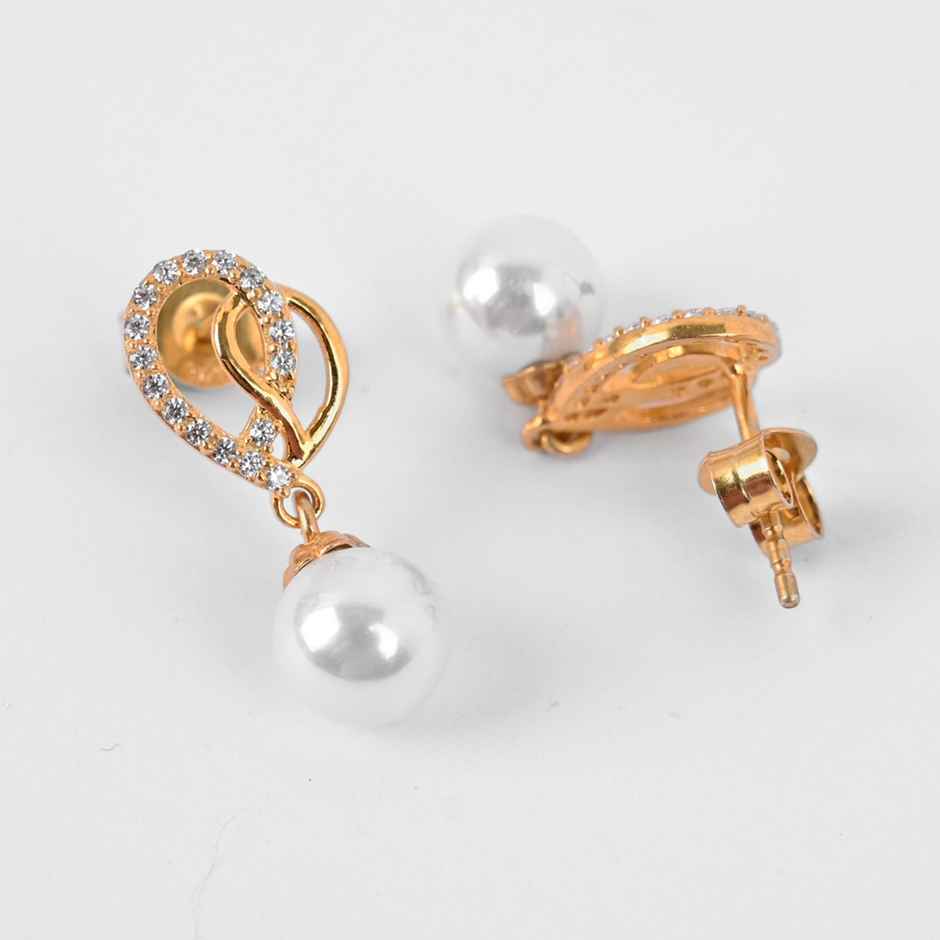 Clara 925 Sterling Silver Zahab Pearl Interlocked Pendant Earrings Chain Necklace Jewellery Set