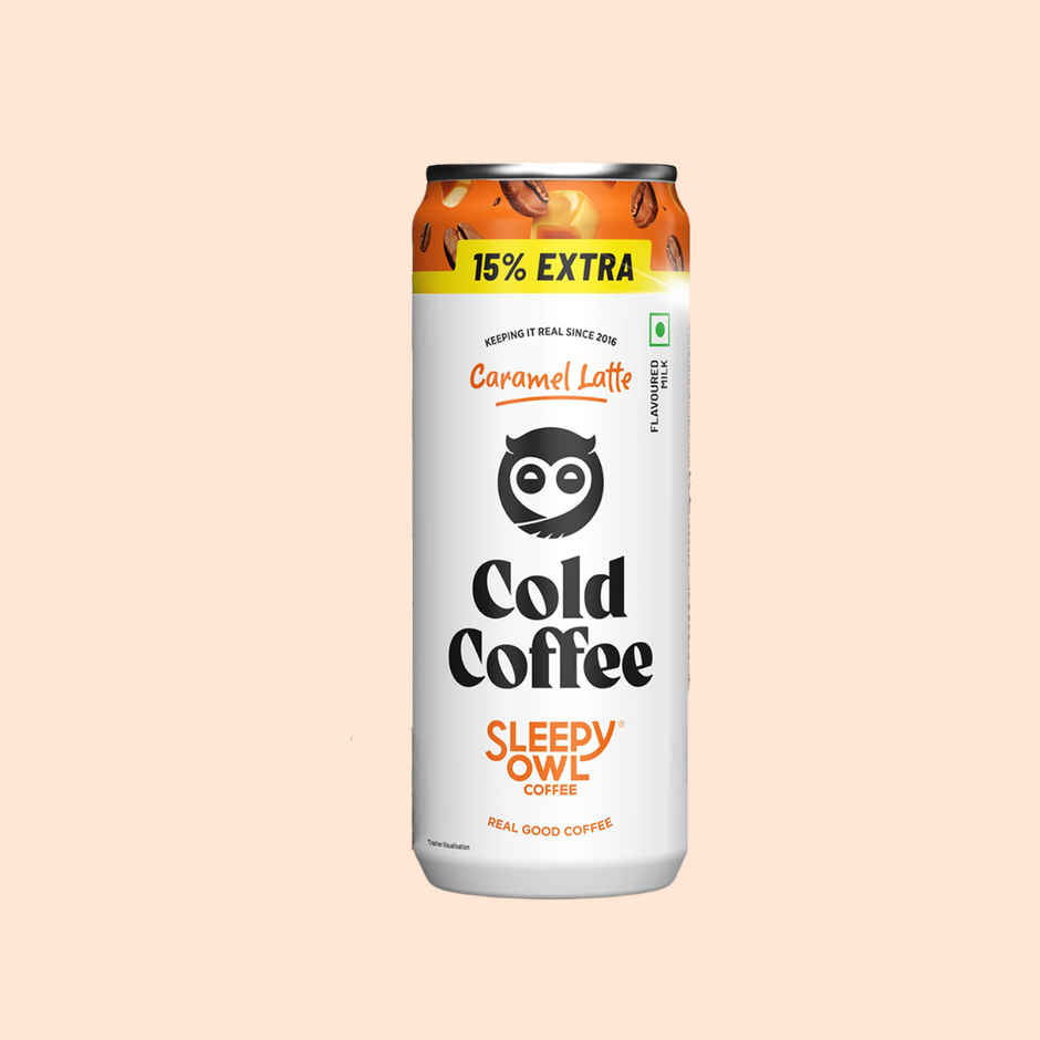 Sleepy Owl Caramel Latte Cold Coffee Can