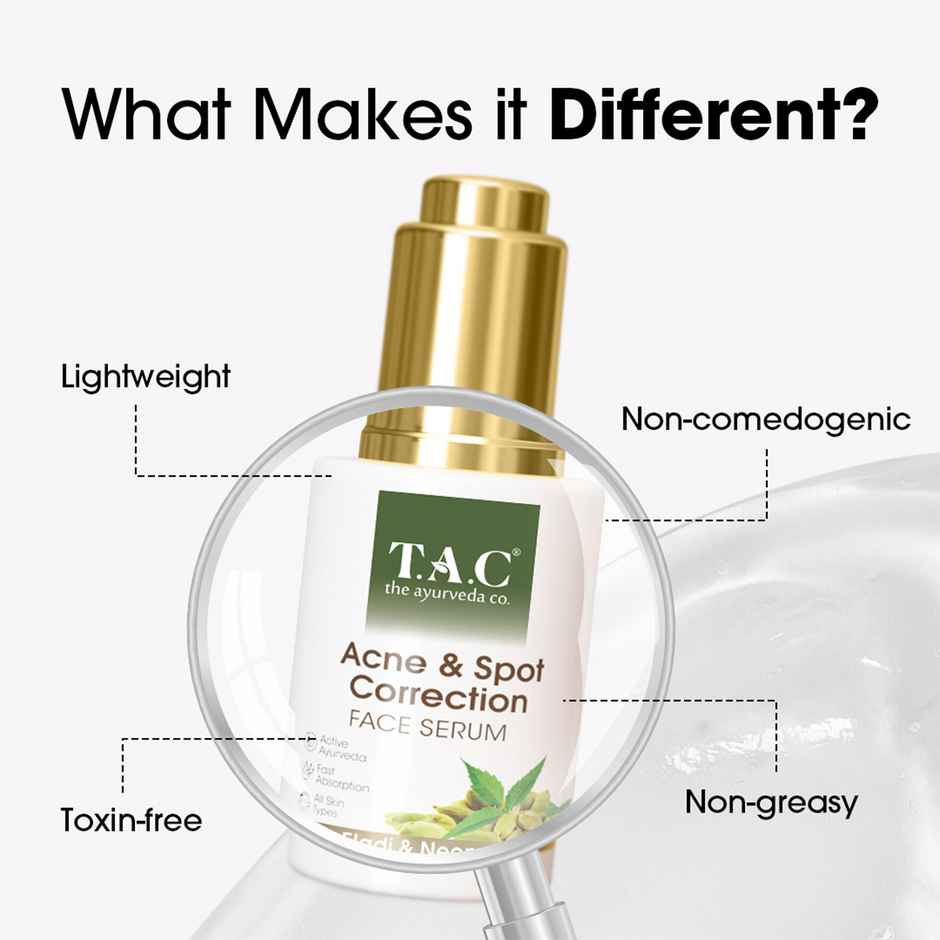 TAC Acne & Spot Correction Face Serum Treats with Neem Acne & Fades Spots | For Oily Skin