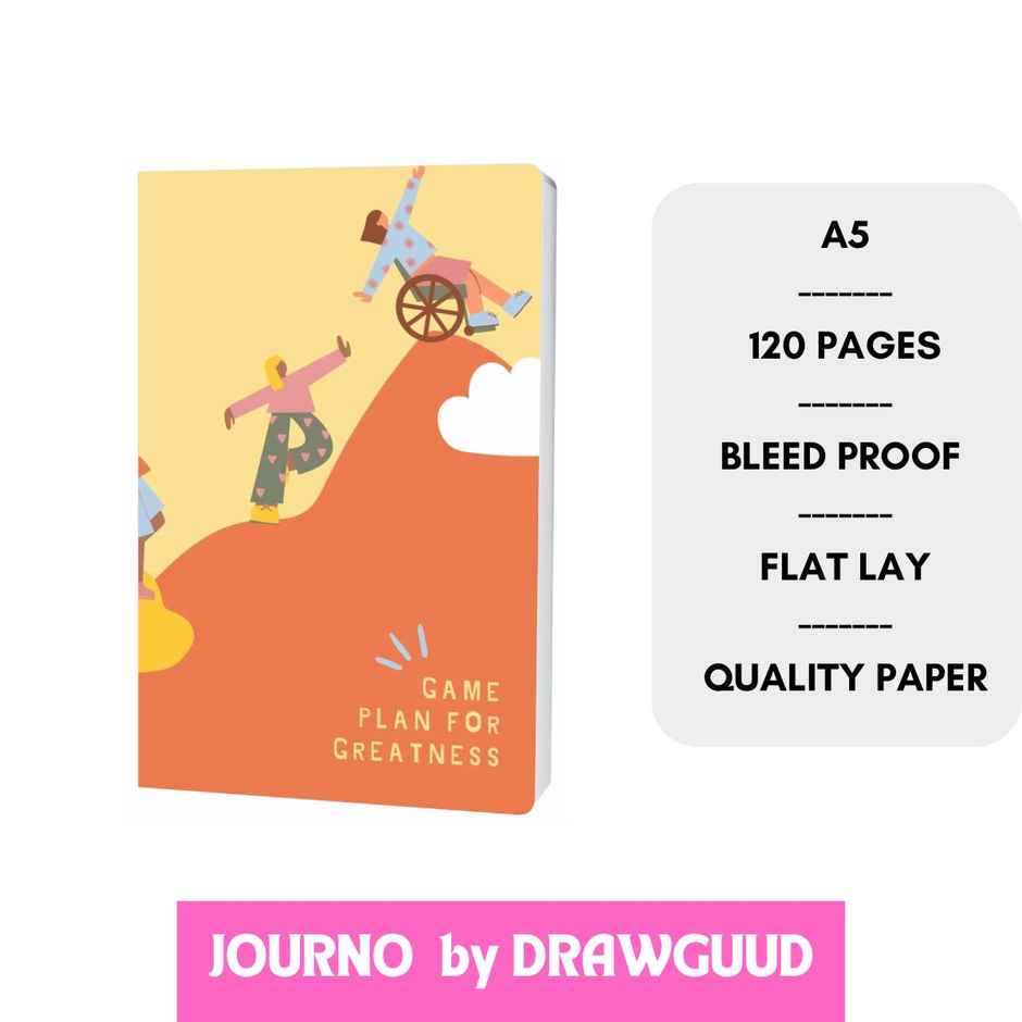 Journo By Drawguud 70 Gsm Ruled Notebook | 120 Pages | A5 | 14 x 20 cm | Game Plan for Greatness