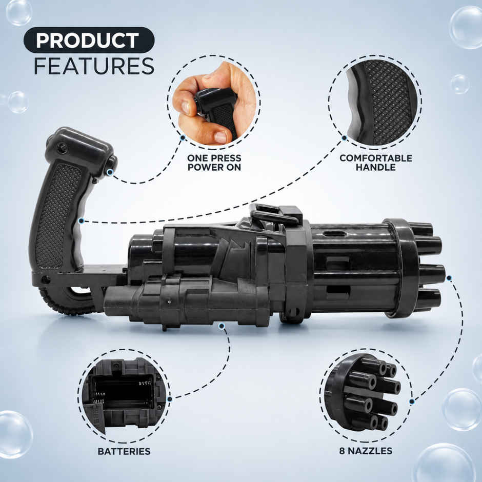 Toytales Gattling Gun 8 Holes| Outdoor Play | Bubble Gun | Toy For Kids | Birthday Gift