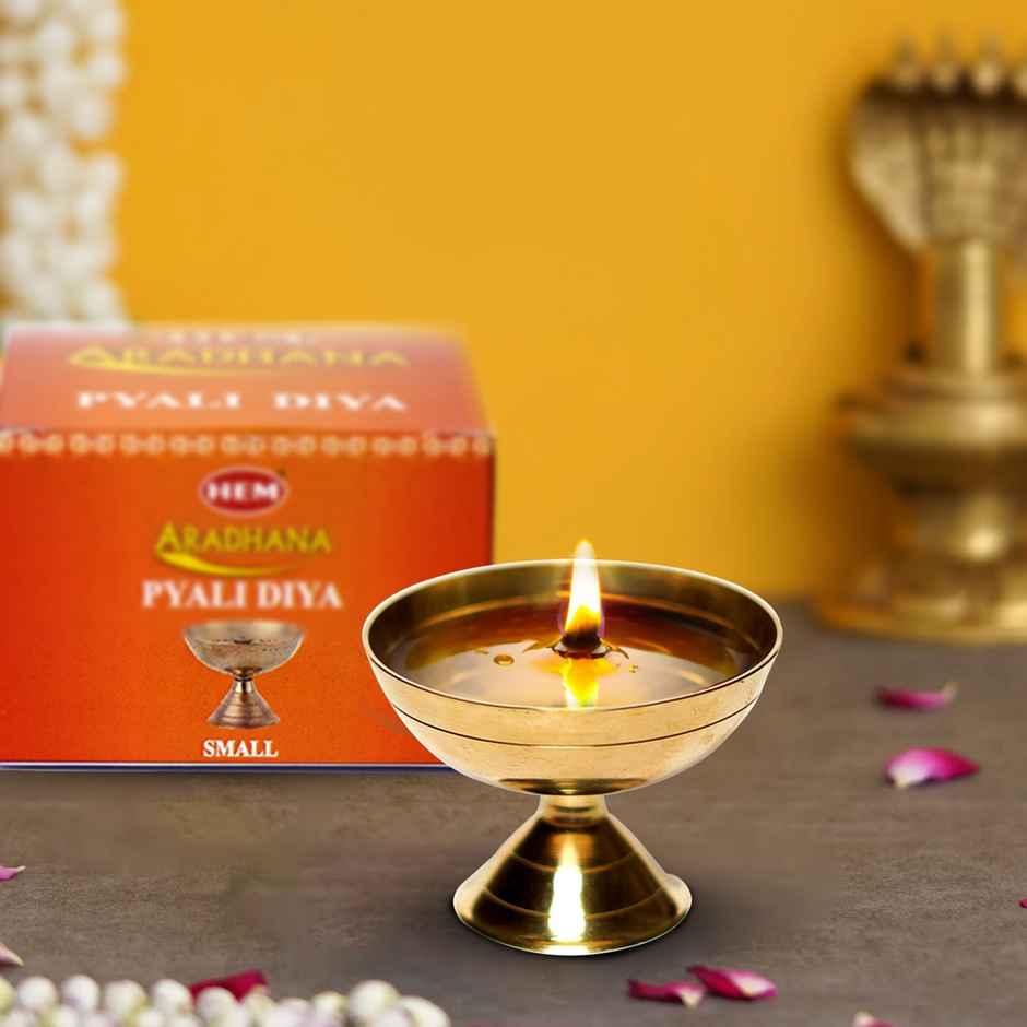 Aradhana Pyali Small Brass Diya | Golden | Traditional | Diya-Pooja | Hem