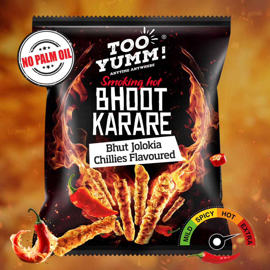 Too Yumm Smoking Hot Bhoot Karare, 60% Less Saturated Fats, No Palm Oil Healthy Crisps Namkeen