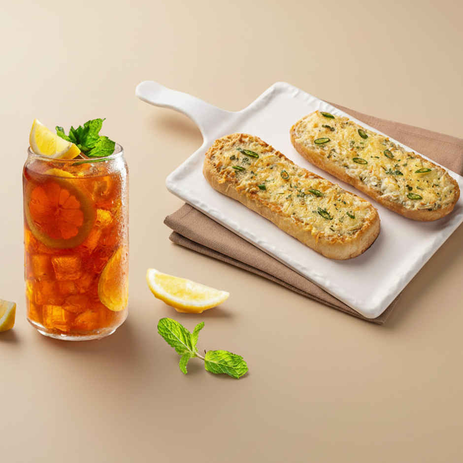 Chili Cheese Toast + Lemon Iced Tea