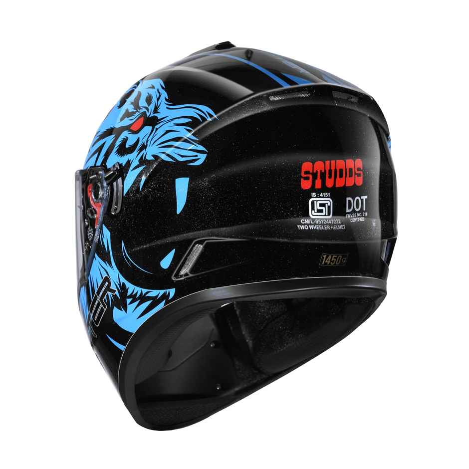 Studds Drifter D2 Leopard ISI-DOT Certified Full Face Helmet | Dual Visor & Spoiler |Black N1 - L