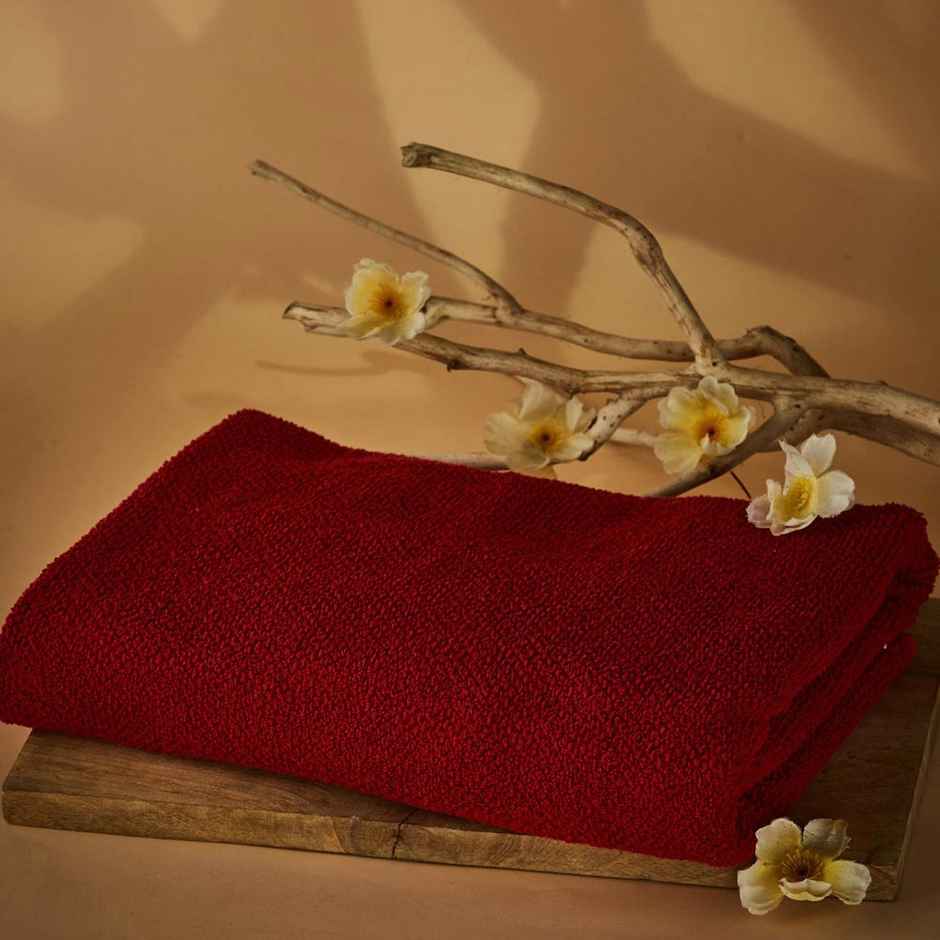 Fabindia Red Cotton Pile Hand Towel