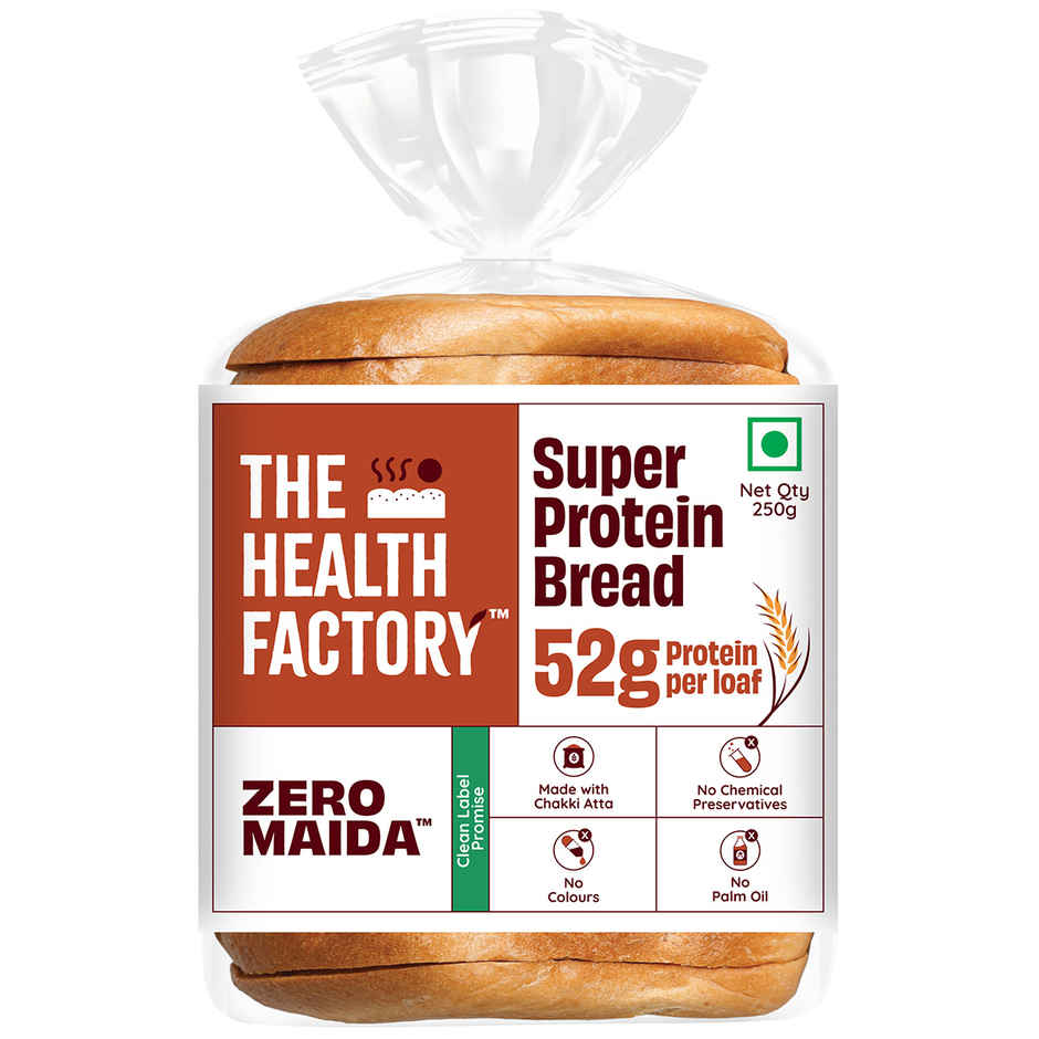 The Health Factory Super Protein Bread | Zero Maida | 52g High Protein | Whole Wheat Bread