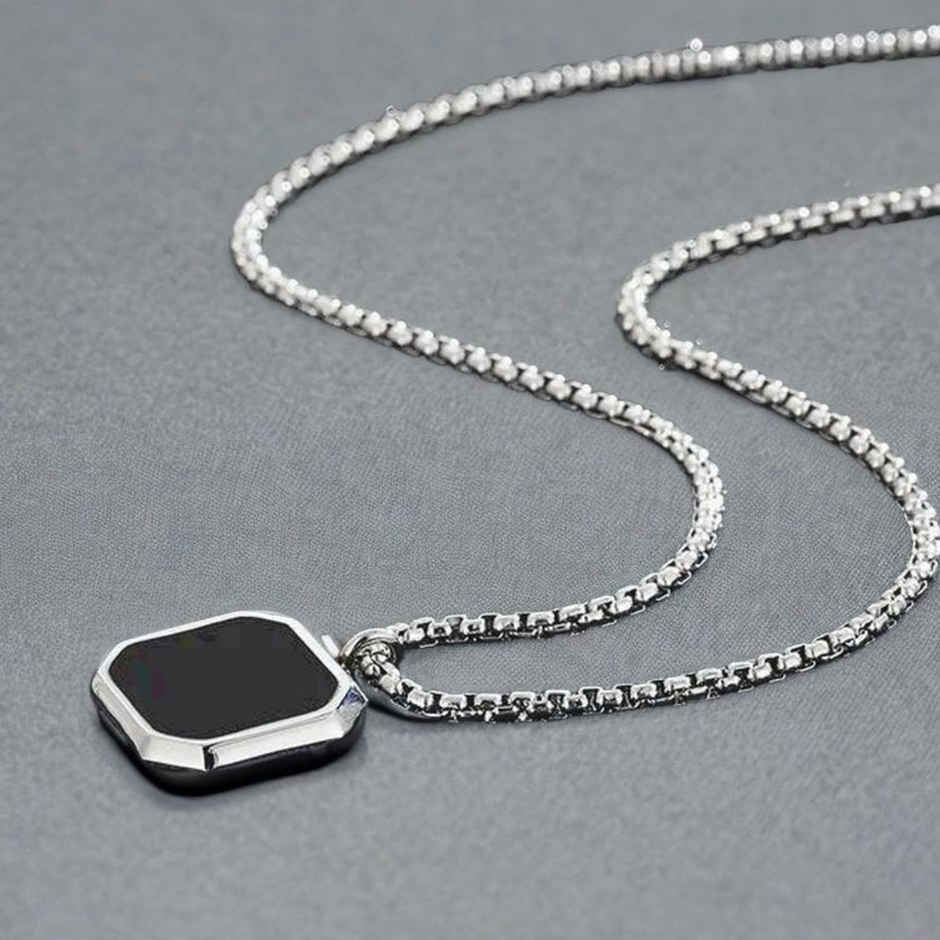 SALTY Alpha Midnight Charisma Pendant with Chain for Men and Boys| Anti-Tarnish | Silver and Black