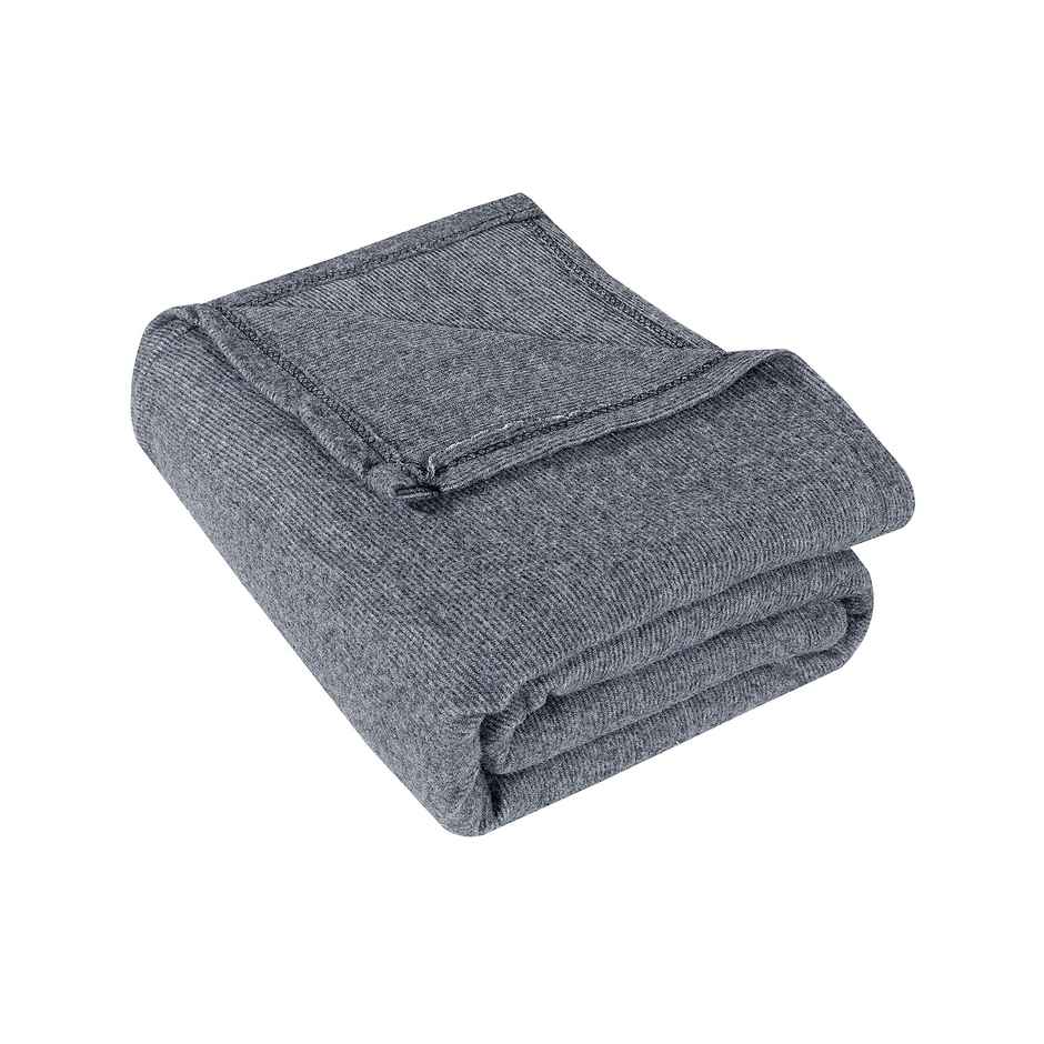 BAY6 All Season Polar Fleece Single Bed Solid Lightweight Blanket | 120 x 220 cm - Grey