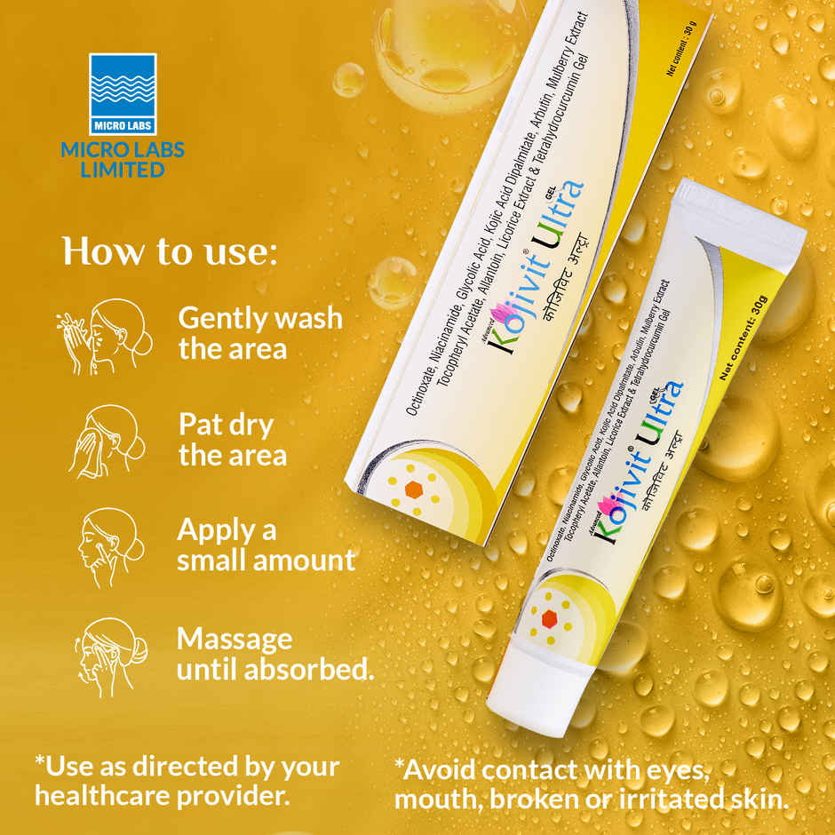 Kojivit Ultra Gel with Kojic Acid Dipalmitate, Niacinamide, Glycolic Acid For Dark Spots & Hyperpigmentation