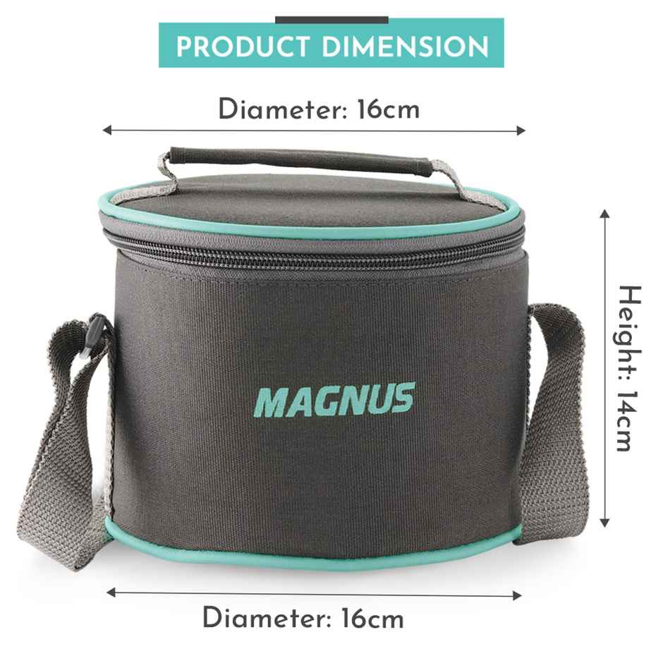 Magnus Vivid Solid Glass Lunch Box - Round Microwave-Safe Borosilicate Containers-400 ml x 2 & Bag