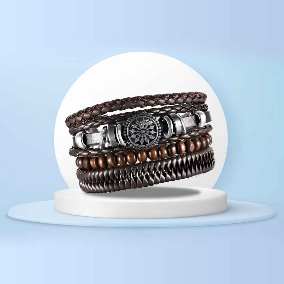 Fashion Frill Men's Multi Strand Bracelet Black Adjustable