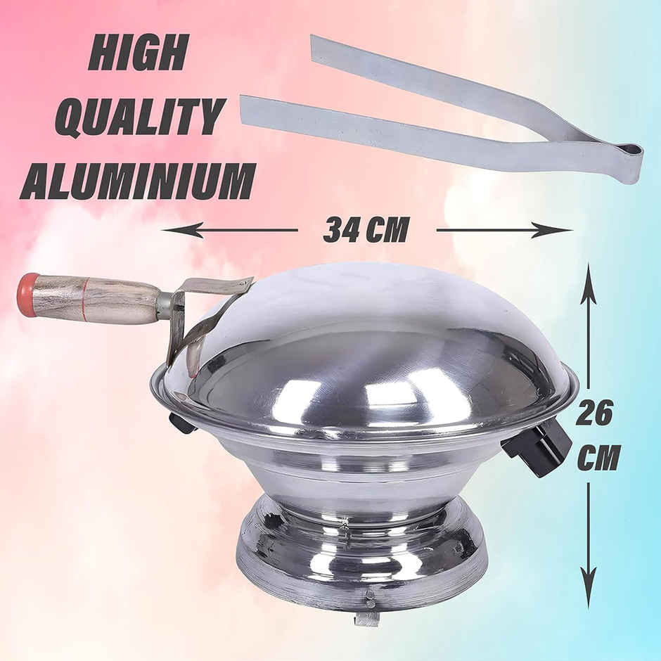 Kuber Industries Aluminum Gas Tandoor Bati Maker Oven 34x34x26 cm | Barbecue Grill | Silver