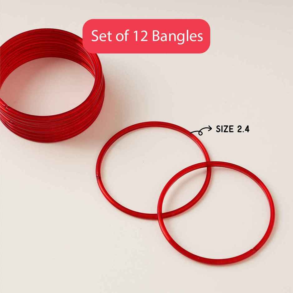 Traditional Glass Bangles - Traditional Festival Jewellery | Red | Size 2.4 | Happy Mail
