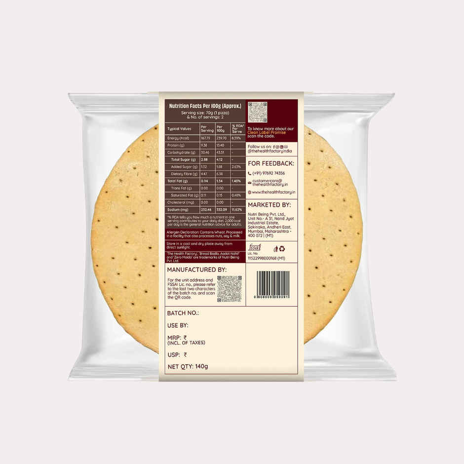 The Health Factory Pizza Base | Zero Maida | Whole Wheat Pizza