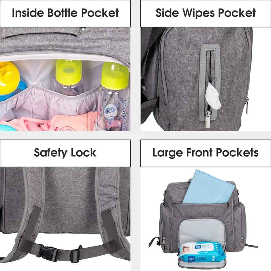 Mee Mee Multipurpose Diaper Bag (Grey)