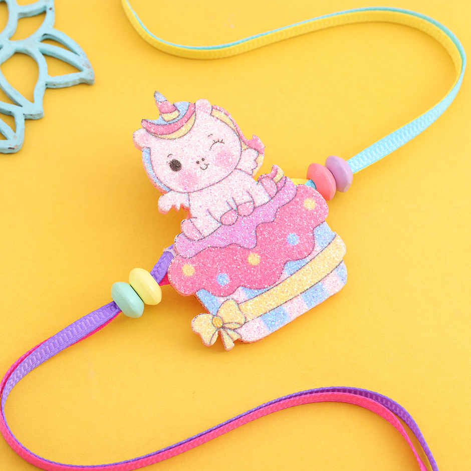 Ecraftindia Unicorn Rakhi | Raksha Bandhan Rakhi | Roli Chawal Pack (1pc) & Floweraura Colourful Unicorn N Cupcake Pastel Rakhi (1pc) & Shubhkart Darshana Janeu (1pc) & Ecraftindia Cute Dog Designer Rakhi With Roli Chawal Pack | Pet Rakhi For Dog (1pc) Combo