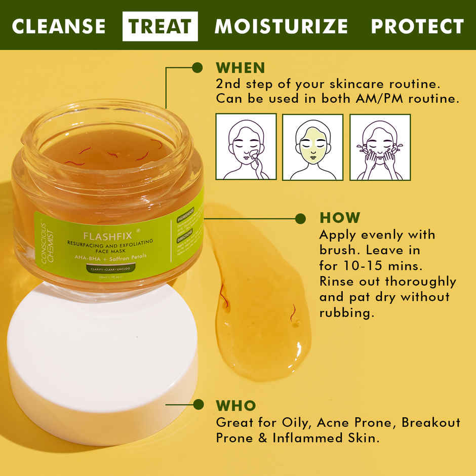 Conscious Chemist Exfoliating Face Mask For Oily Acne Prone Skin With Salicylic & Saffron Petals