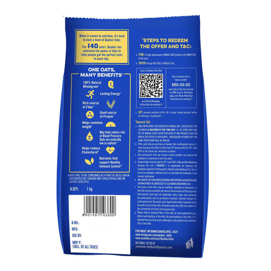 Quaker Rolled Instant Oats | High Protein Breakfast Cereal