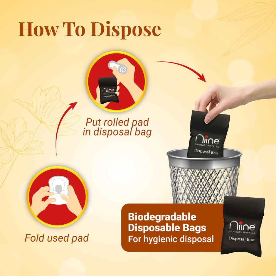 Niine Sanitary Napkins Ultra-Thin XL Dry Comfort | 282 mm | with Biodegradable Bags | 15 Pads