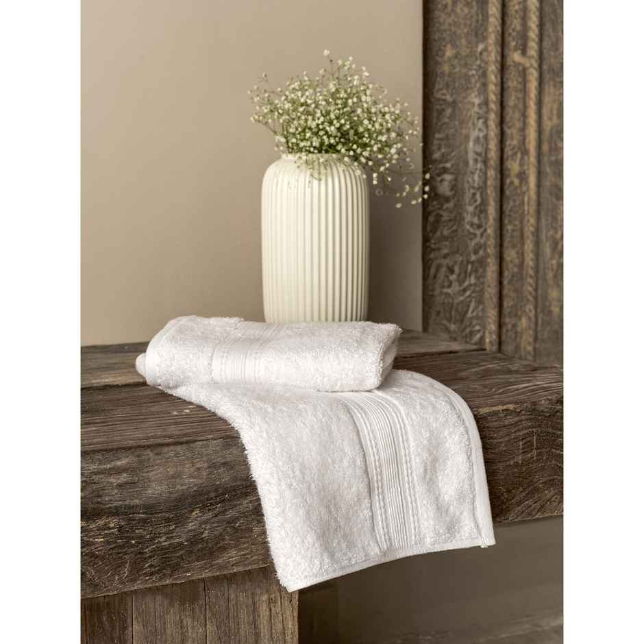 DDECOR Ecofriendly 70% Bamboo 30% Cotton Super Soft 650 GSM Solid Sustainable Hand Towel - White