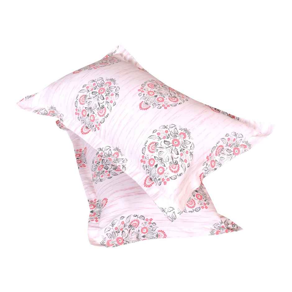 Romee Beautiful Floral Print Polycotton Double Bedsheet King Size with 186 TC - Cream and Green