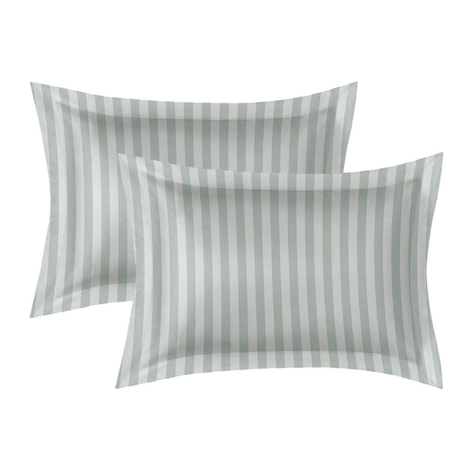 Dream Living | 120 Gsm Stripes King Size Bedsheet With 2 Pillow Covers | Grey