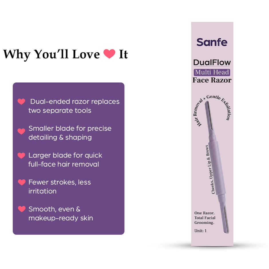 Sanfe Multi-Head Face Razor for Women | Eyebrow & Facial Hair Remover