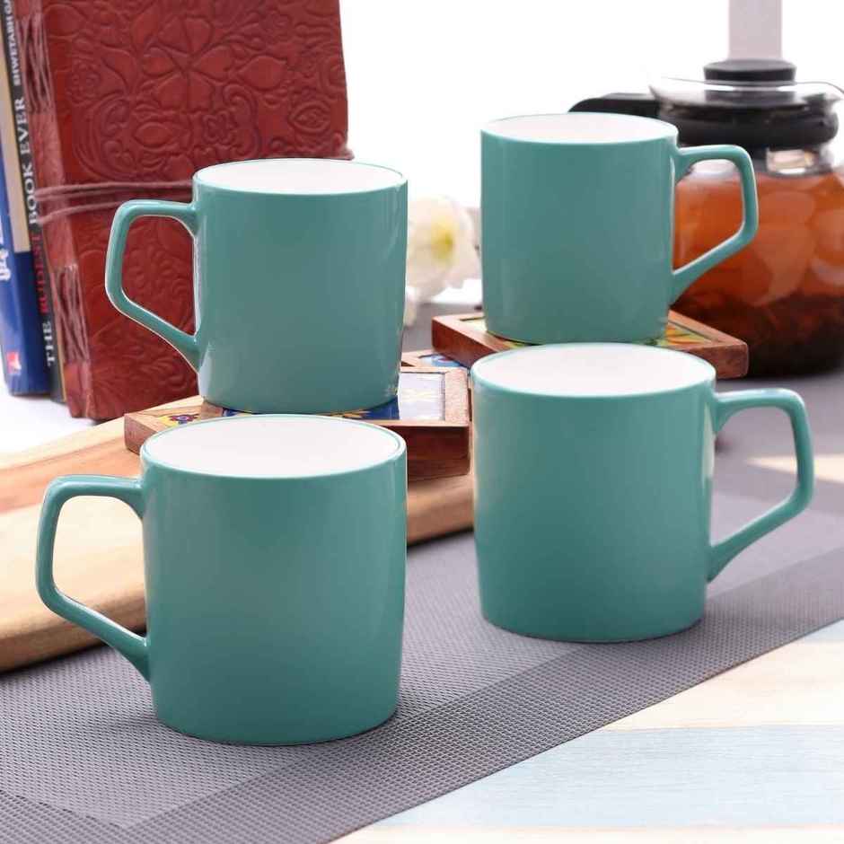 Clay Craft Fine Ceramic Director Coffee Mug Set | Set Of 4 | Teal