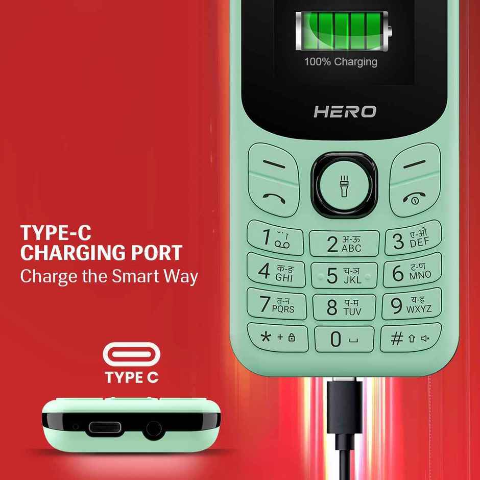 Lava Hero Shakti 2026 Dual SIM Keypad Phone | 1.8 inch Display | Type C | Mint Green