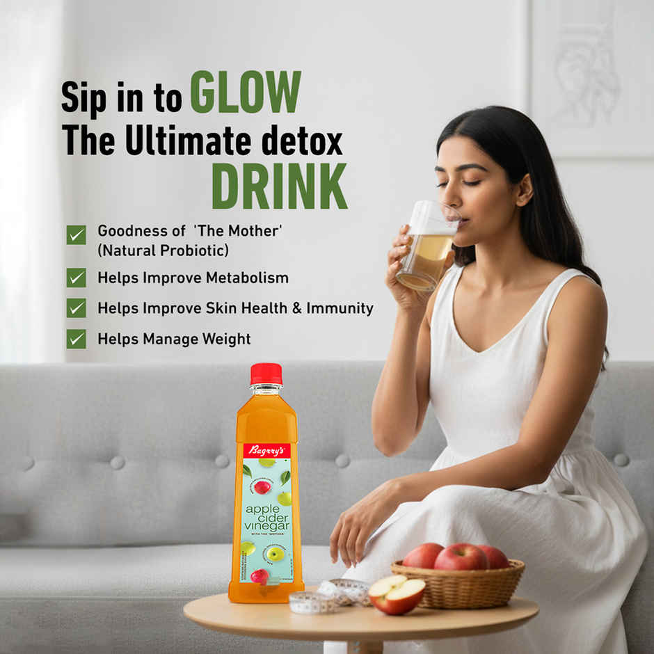 Bagrrys Apple Cider Vinegar with the Mother Certified Organic,Made with Himalayan Apples,Raw